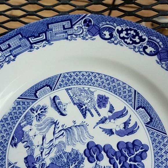 ROYAL CUTHBERTSON - Blue and White Porcelain Dinner Plate - WILLOW - 10 3/4" - Picture 5 of 8